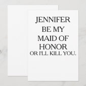 BEN MIJN GEMAIDE VAN HONOR OF IK DOOD. | Maid of H Kaart (Voorkant / Achterkant)