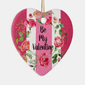  ben Mijn Valentijn Roze Witte Striped Aangepast Keramisch Ornament (Rechts)