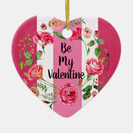  ben Mijn Valentijn Roze Witte Striped Aangepast Keramisch Ornament