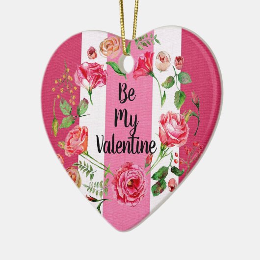  ben Mijn Valentijn Roze Witte Striped Aangepast Keramisch Ornament (Links)