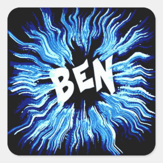 Ben Naam Ster in Blauw Vierkante Sticker