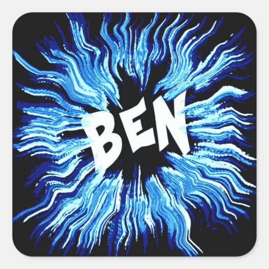 Ben Naam Ster in Blauw Vierkante Sticker (Voorkant)