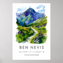 Ben Nevis Aquarel Poster Ben Nevis Reisprint