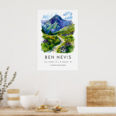 Ben Nevis Aquarel Poster Ben Nevis Reisprint (Keuken)