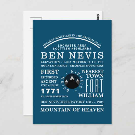 Ben Nevis, Mountain Expedition Information Briefkaart (Voorkant / Achterkant)