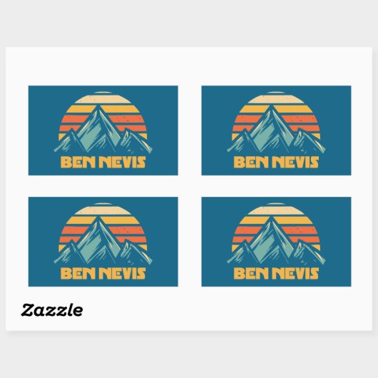 Ben Nevis Retro Turquoise Rechthoekige Sticker (Vel)