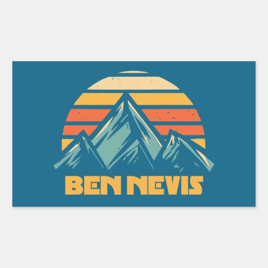 Ben Nevis Retro Turquoise Rechthoekige Sticker (Voorkant)
