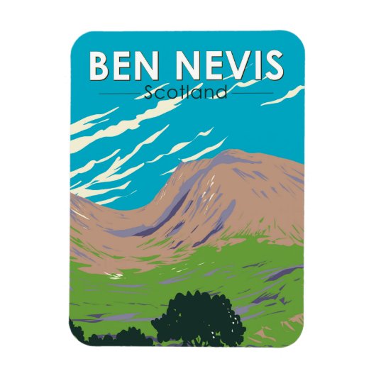 Ben Nevis Scotland Travel Art Vintage Magneet (Verticaal)