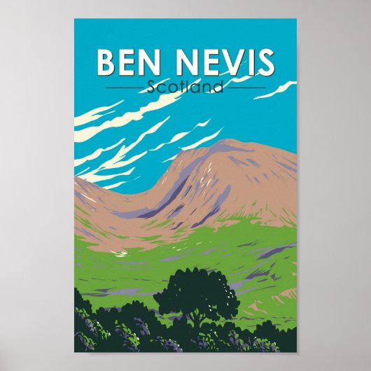Ben Nevis Scotland Travel Art Vintage Poster (Voorkant)