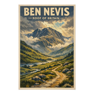 Ben Nevis, Verenigd Koninkrijk, in klassieke retro Perfect Poster