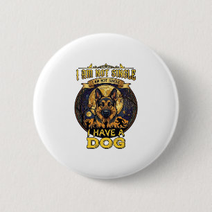 Ben Niet Single Heb Hond Halloween_1 Ronde Button 5,7 Cm