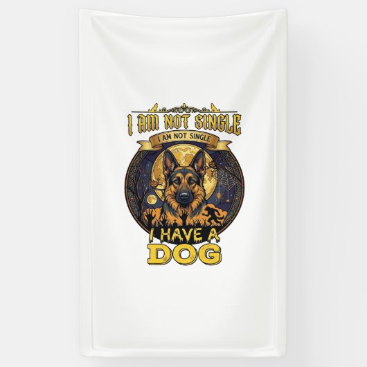 Ben Niet Single Heb Hond Halloween_1 Spandoek (Verticaal)
