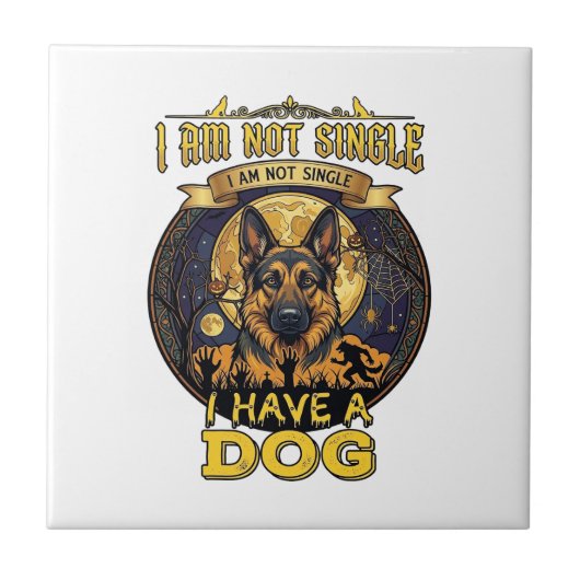 Ben Niet Single Heb Hond Halloween_1 Tegeltje (Voorkant)