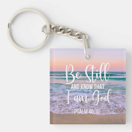 Ben nog steeds en weet dat ik God ben Sleutelhanger (Voorkant)