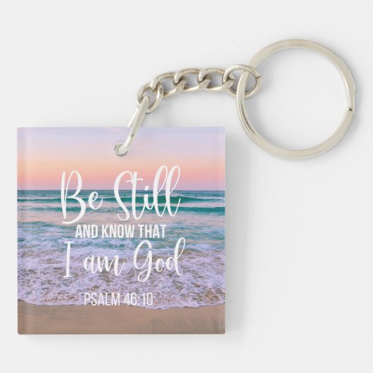 Ben nog steeds en weet dat ik God ben Sleutelhanger (Achterkant)