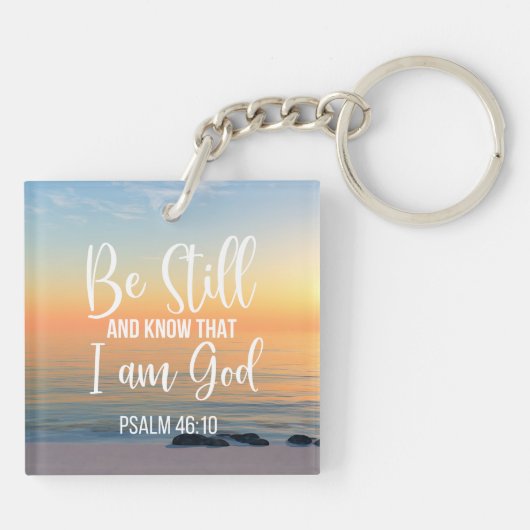 Ben nog steeds en weet dat ik God ben Sleutelhanger (Achterkant)