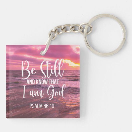 Ben nog steeds en weet dat ik God ben Sleutelhanger (Achterkant)