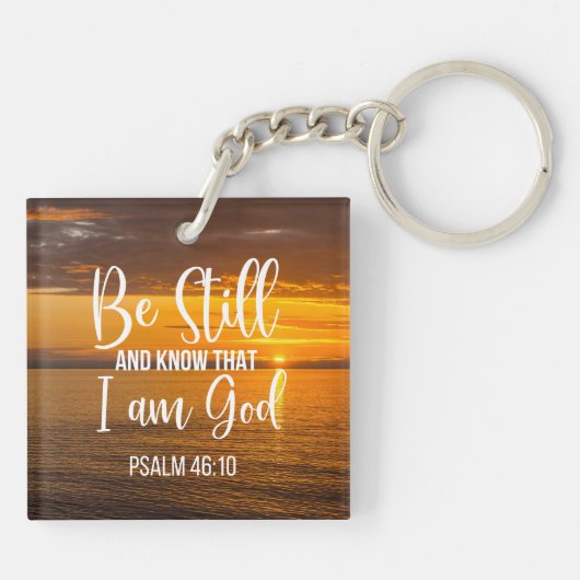 Ben nog steeds en weet dat ik God ben Sleutelhanger (Achterkant)