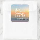 Ben nog steeds en weet dat ik God ben Vierkante Sticker (Tas)