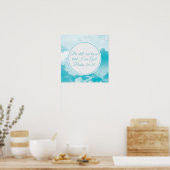 Ben nog steeds en weet dat ik God Bijbelse Clouds Poster (Keuken)