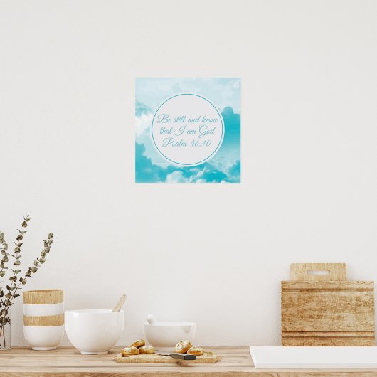 Ben nog steeds en weet dat ik God Bijbelse Clouds  Poster (Keuken)