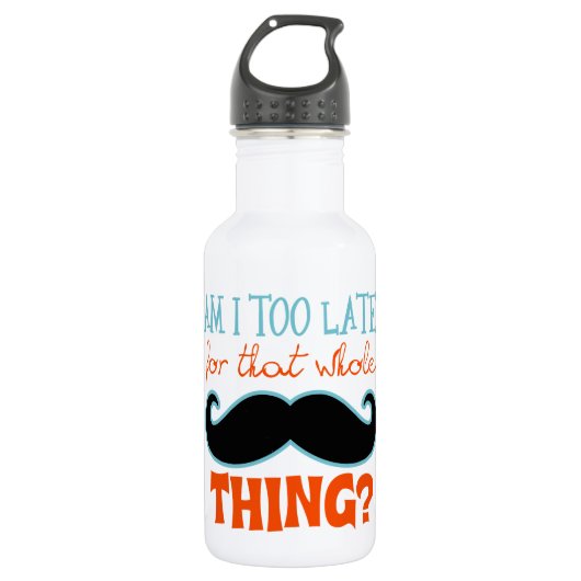 Ben te laat Mustache Waterfles (Voorkant)