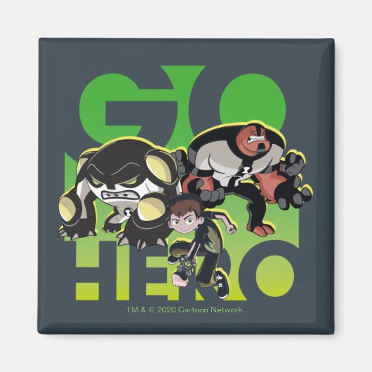 Ben Tennyson, Cannonbolt en Vier Armen - Go Hero Magneet (Voorkant)