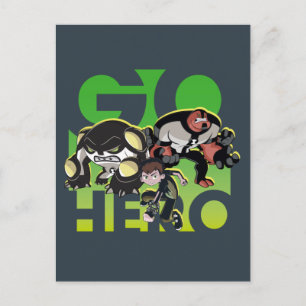 Ben Tennyson, Cannonbolt en Vier Armen - Go Hero Uitnodiging Briefkaart