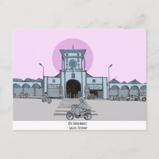 Ben Thanh Market Saigon Vietnam Illustratie Briefkaart (Voorkant)