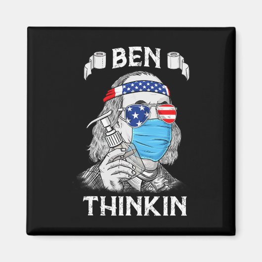 Ben Thinkin 4th of July Fun Benjamin Franklin Patr Magneet (Voorkant)