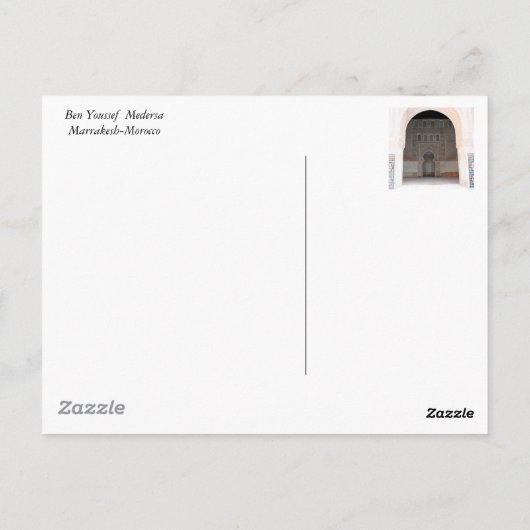 Ben Youssef Medersa Briefkaart (Achterkant)