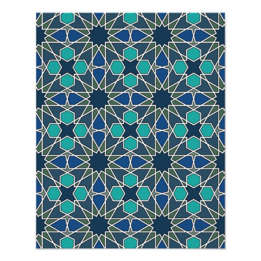 Ben Yusuf Madrasa Geometric Pattern 0-0-0-7 Foto Afdruk (Voorkant)