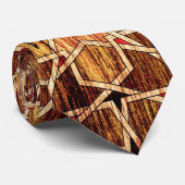 Ben Yusuf Madrasa Geometric Pattern Woodgrain Stropdas (Opgerold)
