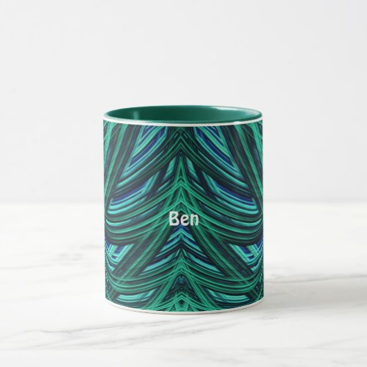 BEN ~ Zany 3D Fractal ~ Blue en Green Mok (Midden)