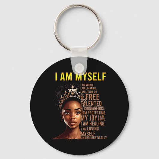 Ben zelf zwart meisje magische zwarte geschiedenis sleutelhanger (Voorkant)