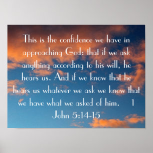 Benadering God bijbel versum 1 John 5:14-15 Poster