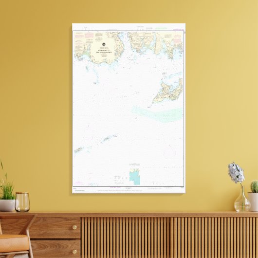 Benaderingen naar New London Harbour Nautical Char Canvas Afdruk (Insitu (Woonkamer))