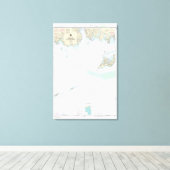 Benaderingen naar New London Harbour Nautical Char Canvas Afdruk (Insitu (Houten vloer))