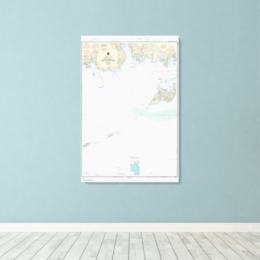 Benaderingen naar New London Harbour Nautical Char Canvas Afdruk (Insitu (Houten vloer))