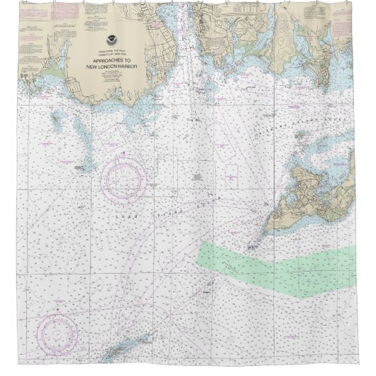 Benaderingen naar New London Harbour Nautical Char Douchegordijn (Voorkant)