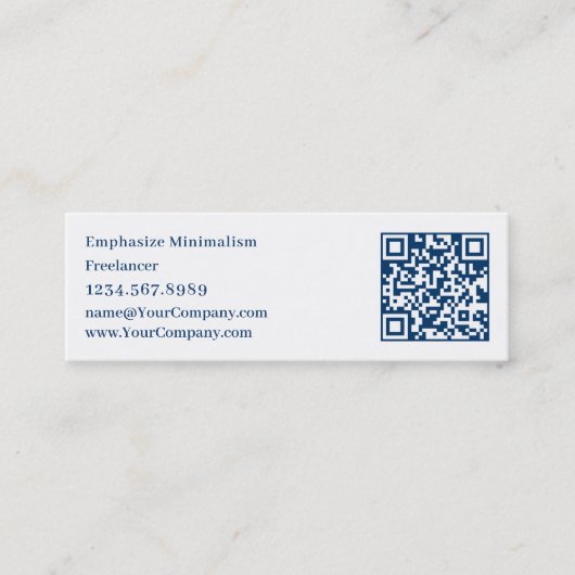 Benadruk minimalisme eenvoudige Initialen blauw Mini Visitekaartje (Voorkant)