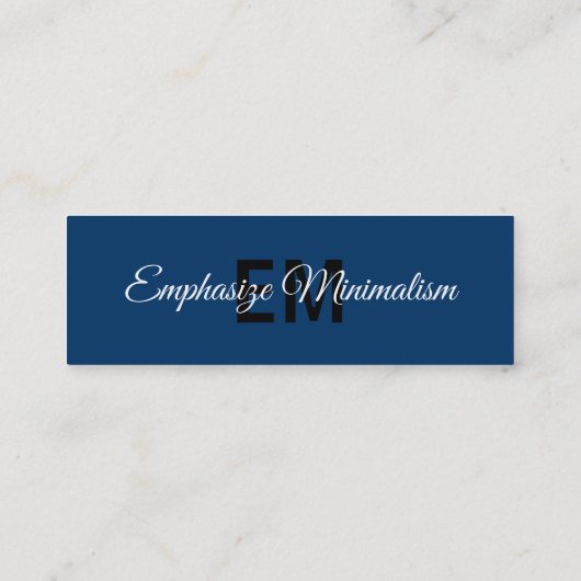 Benadruk minimalisme eenvoudige Initialen blauw Mini Visitekaartje (Achterkant)
