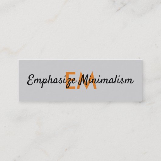 Benadruk minimalisme eenvoudige Oranje Initialen g Mini Visitekaartje (Achterkant)