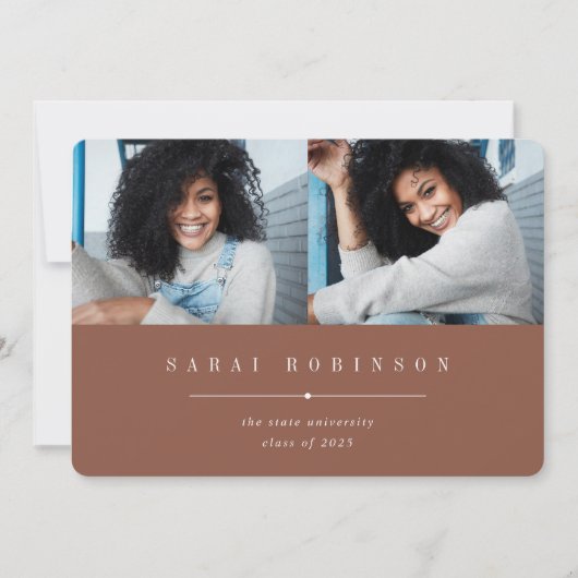 Benadrukt | Eenvoudig twee foto-Afstuderen Aankondiging (Voorkant)