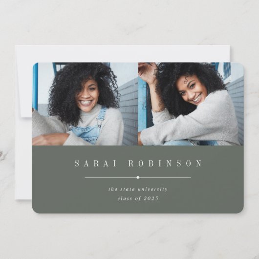 Benadrukt | Eenvoudig twee foto-Afstuderen Aankondiging (Voorkant)