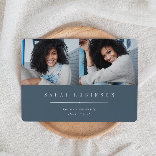 Benadrukt | Eenvoudig twee foto-Afstuderen Aankondiging