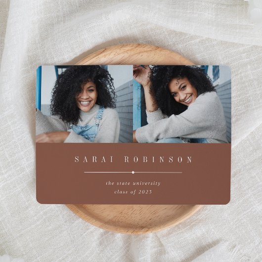 Benadrukt | Eenvoudig twee foto-Afstuderen Aankondiging