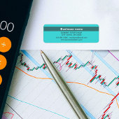 Benadrukt merk op Blauwgroen groen terugkeeradres Etiket