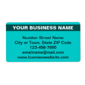 Benadrukte bedrijfsnaam op Blauwgroen groene verze Etiket (Voorkant)