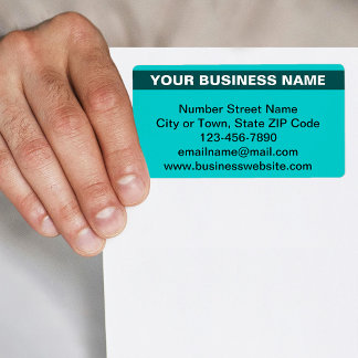 Benadrukte bedrijfsnaam op Blauwgroen groene verze Etiket